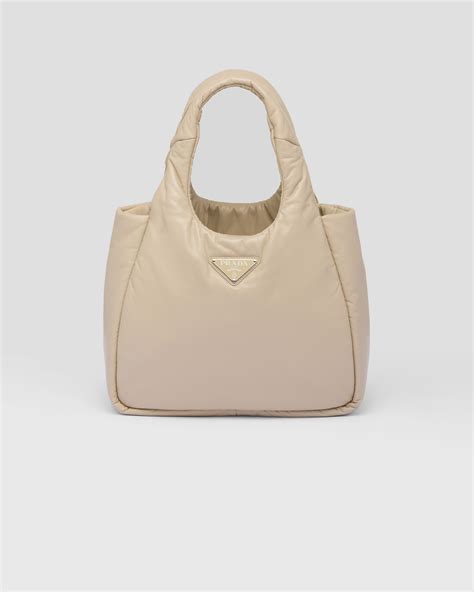 Desert Beige Medium Padded Prada Soft Nappa Leather Bag